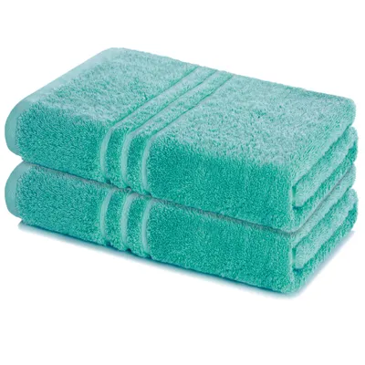 Produktbild von Lavea® 2er Set Saunatuch 80x200 cm, 100% Baumwolle – Großes Saunatuch für Damen & Herren, saugstarkes Frottiertuch, weich - Türkis