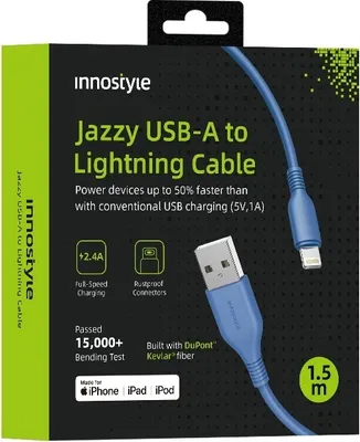 Obrázok produktu pre Innostyle Jazzy Usb Lightning Mfi Rýchlonabíjací Kábel Pre Iphone Polyamid 2M Modrý