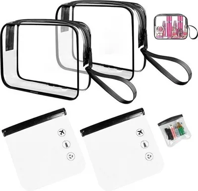 Produktbild von Famanu Kosmetiktasche 4 Stück - Transparent, Wasserdicht, Schwarz