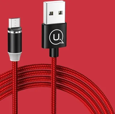 Produktbild von Usams U-Sure Mikrousb Magnetkabel 1M 2.1A Geflochten Rot/Rot Sj294Usb02 (Us-Sj294)