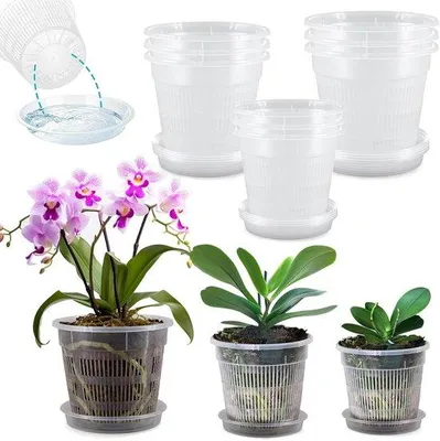 Zdjęcie produktu dla Doniczki do orchidei, zestaw 9 sztuk, doniczki do uprawy, doniczki na kwiaty, doniczki na rośliny, doniczki do orchidei