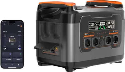 Immagine prodotto di Centralina portatile di alimentazione – Generatore solare – Gruppo di continuità per uso domestico – Potenza: 2400W – Capacità: 2047,5 Wh – Colore: nero