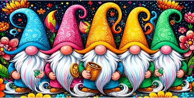 Imagen del producto de Kit de pintura con diamantes, motivo navideño, gnomo, 40 x 80 cm, set de manualidades para adultos