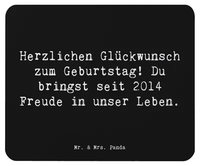 Produktbild von Mr. & Mrs. Panda Mouse Pad Spruch 2014 Geburtstag Freude - Schwarz - Geschenk, unvergessliche, Geburtstagsgeschenk, mousematte, Alter, Happy Birthday, Mousepad, Mauspad