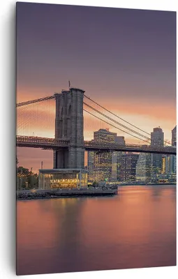 Produktbild von Bild auf Leinwand - Leinwandbild - Einteilig - New York Brücke Nacht - 80x120cm - Wand Bild - Wanddeko - Wandbilder - Leinwanddruck - Wanddekoration - Leinwand bilder - Wandbild - PA80x120-4048