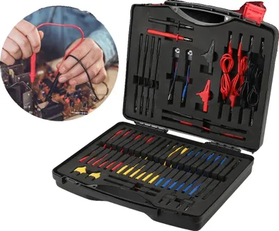 Imagen del producto de Kit de cables de prueba para multímetros automotrices, fabricado en cobre, con cables de diferentes longitudes, juego de 92 piezas, compatible con la electrónica de automóviles, para uso profesional