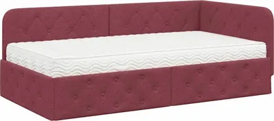 Obrázok produktu pre vidaXL Rohový rám postele vínovo červený 100 x 200 cm látka
