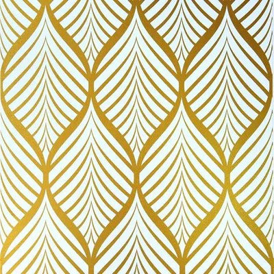 Produktbild von Wandfolie Geometrisches Muster in Gold und Weiß - Wasserfest und Selbstklebend, 44,5x500cm