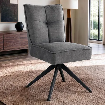 Produktbild von riess-ambiente Stuhl LUGANO grau schwarz Vogue Velours Samt Metall mit Federkern drehbar