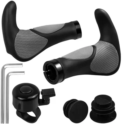 Immagine prodotto di Manopole per bicicletta da 22 mm, ergonomiche, antiscivolo, con campanello e attrezzi, adatte per mountain bike, e-bike, bici da corsa e bici da città