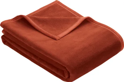 Produktbild von Ibena Kuscheldecke Berlin 150x200 cm - Baumwollmischdecke terracotta/orange einfarbig, Wolldecke, Sofadecke kuschelweich
