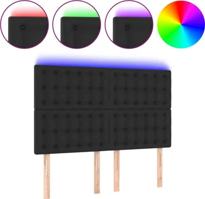 Produktbild von vidaXL LED Kopfteil Schwarz 144x5x118/128 cm Kunstleder