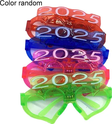 Produktbild von 2025 Weihnachtsbrille mit Pailletten, 3 Blinkmodi, LED-Beleuchtung, 2025 Neujahrs-Foto-Requisite, rutschfest, Uni, Feiertags-Mottoparty-Atmosphärenaktivator, Brille 4