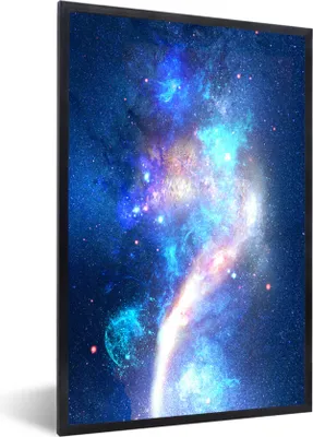 Produktbild von MuchoWow® Gerahmtes Poster Sterne - Blau - Weltraum 20x30 cm - Poster mit Schwarzem Bilderrahmen Wandposter Rahmen Foto Bilder - Drucken - Bilder Poster im Rahmen