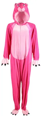 Produktbild von Foxxeo Pinkes Panther Kostüm für Erwachsene – Tierkostüm Einteiler mit Kapuze & Schwanz – Uni Jumpsuit für Damen & Herren – Ideal für Fasching, Kar