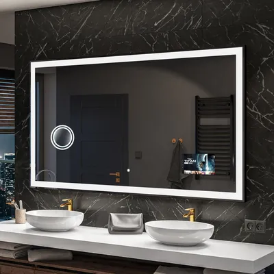 Produktbild von Artforma Badspiegel SMART 120x80 cm - mit LED Beleuchtung - LED Farbe Kaltweiß 7000K - Individuell Nach Maß - Beleuchtet Wandspiegel Lichtspiegel Badezimmerspiegel | Lichtschalter: Touch Schalter |SLED001