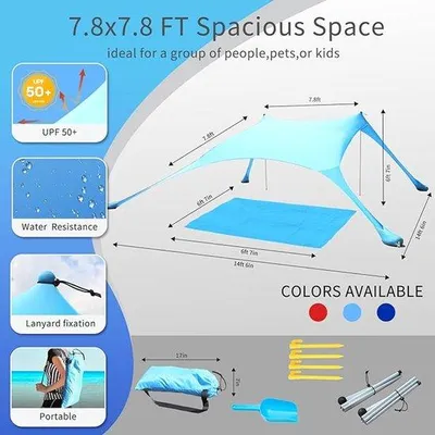 Obrázok produktu pre Plážový stan na ochranu pred slnkom 4,27 x 2,38 x 1,83 m