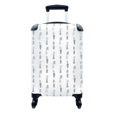 Produktbild von MuchoWow® Koffer Handgepäck Trolley Rollkoffer Kleine Reisekoffer mit 4 Rollen - Hintergrund - Schwarz - Weiß - Cabin Size < 55x40x23 cm & 55x40x20 cm - Fotokoffer - Kabinenkoffer - Boardgepäck - Reise-Box - Reisekoffer - Reisegepäck - Koffer mit Bild - Trolley für Kinder