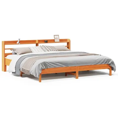 Produktbild von Massivholzbett ohne Matratze Wachsbraun 200x200 Kiefernholz