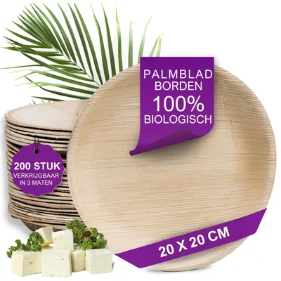Produktbild von Kompostierbare Palmblatt Teller Ø 20cm - 200 Stück - Umweltfreundlich