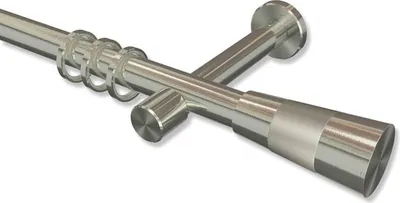 Produktbild von Interdeco Gardinenstange, Vorhangstange Edelstahl-Optik Modell Prestige Tanara, 20 mm Ø 1-läufig, 600 cm (geteilt)