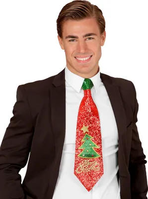 Produktbild von WIDMANN Krawatte Weihnachtsbaum Glitter rot