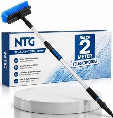 Produktbild von NTG Waschbürste Autowaschbürste Teleskopwaschbürste in 2 Meter mit Innenliegender Wasserführung Fensterputzer