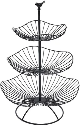 Image de Corbeille à fruits à 3 étages Corbeille à fruits en métal  Corbeille à légumes Présentoir à fruits Corbeille à fruits Présentoir à étages Présentoir de service pour légumes, fruits et snacks  noir
