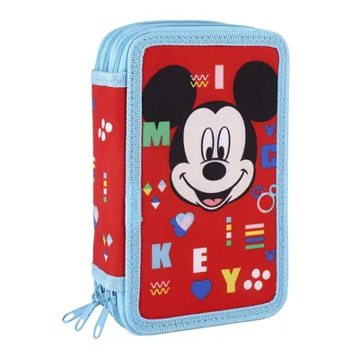 Immagine prodotto di Astuccio triplo Topolino 43 pezzi rosso (12 x 19,5 x 6,5 cm)