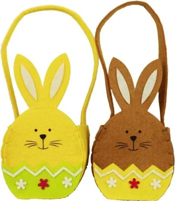 Produktbild von HAAC 2er Deko Filzkorb Ostern Osterkorb Osternest Hase mit Henkel 26 cm x 10 cm