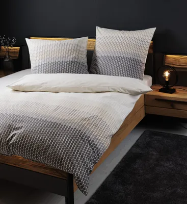 Produktbild von Janine Design Feinbiber-Bettwäsche-Garnitur DAVOS 65171 Farbe grau beige Größe 155x220+80x80