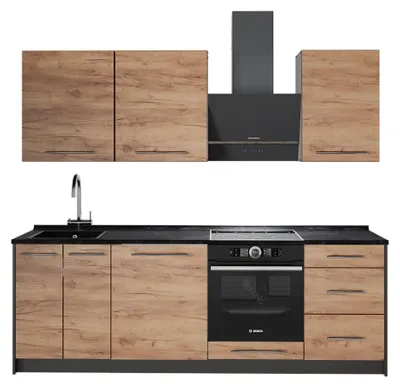Immagine prodotto di Cucina componibile Vicco Fame-Line Rovere dorato/Bianco 230 cm, PL Antracite, Model 64037