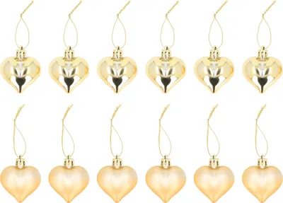 Produktbild von 12pcs Weihnachtsbaum -Dekor herzförmige romantische Hängende Ornamente für Festival Party Hochzeitsgold