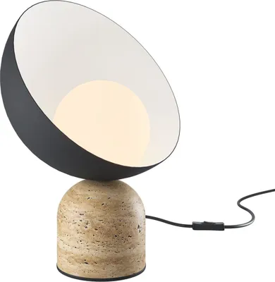 Produktbild von Tischleuchte Metall 33 cm Natur Schwarz Weiß G9 Kugel Schirm Modern Nachttischleuchte