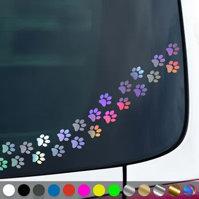 Produktbild von PantherPixel Hundepfoten Aufkleber Tiere Tatzen Katzenpfoten Sticker Auto Geschenkidee Farbe Oilslick-Hologramm