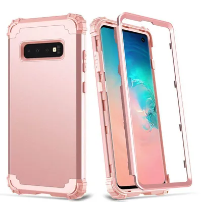 Obrázek produktu pro Galaxy S10 Pouzdro, 3 v 1 Hybridní Pevný PC TPU Silikon, Odolné proti nárazům Ochranné pouzdro pro Samsung Galaxy S10 Růžové zlato