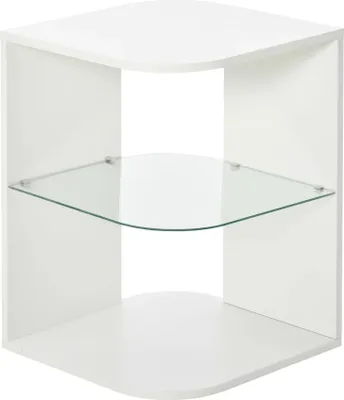 Image de Table basse moderne - Table d'appoint - Table de chevet - 3 étagères - Console - 40x40x56 cm - Blanche