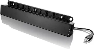 Zdjęcie produktu dla Lenovo USB Soundbar, 2.0 kan., 2,5 W, 70 dB, Czarny, PC, Przewodowa