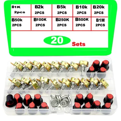 20 Stück lineare Drehpotentiometer 3-polig B1K-B1M