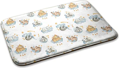 Produktbild von Teppich Kinderteppich Schlafzimmer Modern - 90 cm x 60 cm - Schlafende Tiere