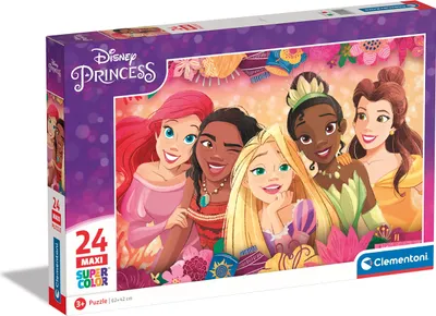 Zdjęcie produktu dla Clementoni puzzle 24 maxi SuperKolor DisneyPrincess 24241