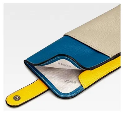 Produktbild von Brillenetui aus weichem Leder im Farbblockdesign für Damen und Herren