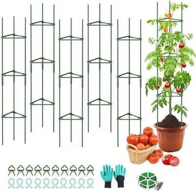Immagine prodotto di Supporto da giardino per pomodori e piante rampicanti | Supporti regolabili da 120 cm | Supporti per pomodori e graticci