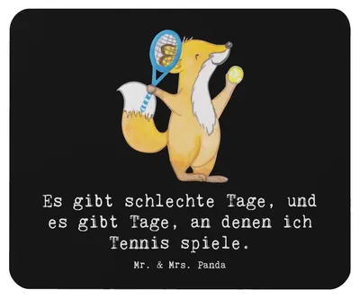 Produktbild von Mr. & Mrs. Panda Mauspad Fuchs Tennis spielen - Schwarz - Geschenk, Ballsportart, Mousepad, Turnier, pc, Mouse Pad, mousematte, laptop, Tennisclub, Tennisverein