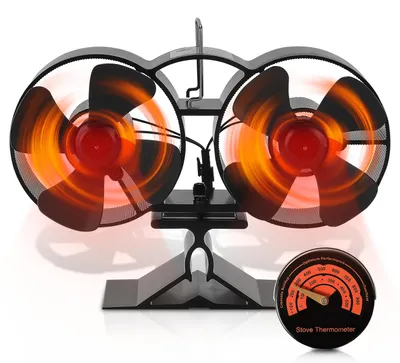 Image de Ventilateur de table avec double tête et 8 pales - Fonctionnement silencieux - 1350 RPM - Pour intérieur - Sans fil