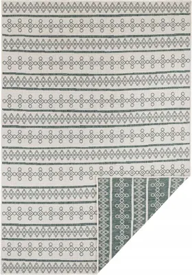 Zdjęcie produktu dla Zielono kremowy dywan na taras, płaskotkany dwustronny 80x150 cm