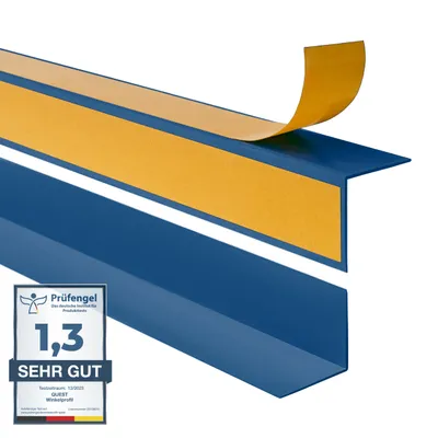 Obrázek produktu pro QUEST Rohová lišta PVC 20x20mm, 2m, Samolepicí, tvrdý ochranný roh na zeď, nalepené na vnější straně, KTZ,L profil, modrá