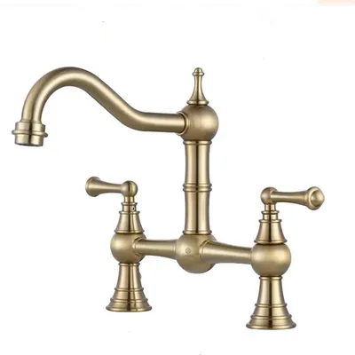 Immagine prodotto di Rubinetto da cucina in ottone retrò elegante CHESTER spazzolato oro LAUFERI