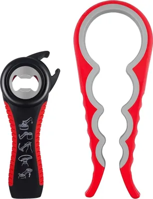 Produktbild von 2 Stück Flaschenöffner für Senioren – 5-in-1 Dosenöffner und 4-in-1 Glasöffner, Drehverschluss-Hilfe
