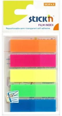 Obrázok produktu pre Samolepicí záložky Hopax plastové  -  12 x 45 mm / 5 x 25 lístků / neonové